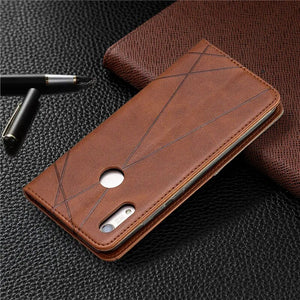 Huawei Y6 2019 Case Magnetic Leather Slim Case na for Huawei Y6 2019 Y 6 Pro Prime 2018 Y6P Y6S Flip Stand Business Phone Cover