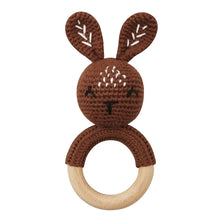 Load image into Gallery viewer, BPA Free Baby Wooden Teether Crochet Rattle Toy for Newborns
