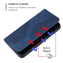 Load image into Gallery viewer, Luxury Blue Flip Wallet Case For iPhone 14 13 12 Mini Plus 11 Pro Magnetic Cards Phone Cover Magnetic PU Leather Phone Case Classic S-shaped Simple Flip Wallet Cover
