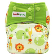 Load image into Gallery viewer, Colorful Modern Baby Cloth Diaper Bamboo Charcoal Nappy All-in-one Diapers sewn 3 Layers Micro fleece Insert Inside Reusable Diaper For Baby and Kids For Unlimited Use
