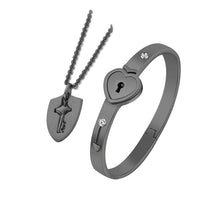 Load image into Gallery viewer, Fashion Concentric Lock Key Titanium Steel Stainless Steel Luxury Jewelry Bracelet and Necklace Couple Sets For Women
