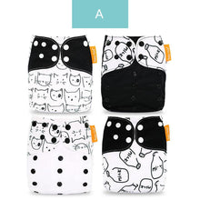 Load image into Gallery viewer, 4PCS/SET Washable Eco-friendly Diaper Ecological Adjustable Nappy Reusable Cloth Diapers Set For Baby and Kids
