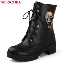 Load image into Gallery viewer, MORAZORA 2024 hot sale ankle boots for women skull street lace up platform women&#39;s boots fashion ladies autumn winter boots shoe
