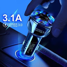 Load image into Gallery viewer, Universal Black Car USB Charger Quick Charge 3.0 4.0 18W Fast Charging In Car 3 Port Mobile Phone Gadgets
