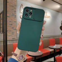 Load image into Gallery viewer, Sliding Lens Protective Silicone Case For iPhone 11 Pro Max Mini 12 Pro 13 Push Cover iphone Slide Camera Cover Case with Camera Lens Protector Cover Silicone Bumper Slim Phone Cover Compatible with iPhone

