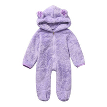 Load image into Gallery viewer, New Winter Trend Warm Newborn Baby Boy Solid Hooded Baby Romper Warm Coat Fleece Jumpsuit Infant Outwear For Boys And Girls
