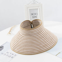Load image into Gallery viewer, New Women Summer Visors Hat Foldable Sun Hat Wide Large Retro Hat Women's Adjustable Packable Roll-Up Visor Fashion Beach Hats Straw Hat Beach UV Protection Cap
