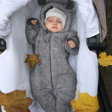 Load image into Gallery viewer, New Winter Trend Warm Newborn Baby Boy Solid Hooded Baby Romper Warm Coat Fleece Jumpsuit Infant Outwear For Boys And Girls
