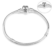 Load image into Gallery viewer, Luxury Modern High Quality Authentic Silver Color Snake Chain Fine Bracelet Fit European Charm Bracelet for Women With Heart and Star
