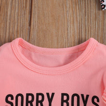 Load image into Gallery viewer, Baby Girl Dress Set Round Neck Long Sleeve Letter Printed Romper Leopard Bow Short Suspender Skirt Headband
