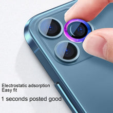 Load image into Gallery viewer, High quality For iPhone 12 Pro Max Metal Ring Tempered Glass Full Cover Camera Lens For iPhone 13 14 Pro Max Mini Protective Cap Camera Lens Protector Compatible with iPhone
