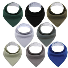 Load image into Gallery viewer, 8PCS/SET Comfortable Colorful 100% Organic Cotton Adjustable Snaps Bandana Saliva Bibs For Baby Boys &amp; Girls Kids
