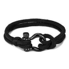 Load image into Gallery viewer, Modern Elegant Rope Luxury Navy Style Camping Bracelet For Men And Women With Black Stainless Steel New Fashion
