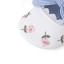 Load image into Gallery viewer, Baby Girl Newborn Shoes Floral Embroidery Striped Bowknot First Walker Soft Soles Anti-Slip Princess Shoes
