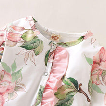 Load image into Gallery viewer, Modern Interesting Luxury Floral Newborn Baby Girl Clothes Infant Baby Girl Footed Full Sleeve Outfit Romper Jumpsuit With Big Bow In Modern Design
