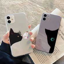 Load image into Gallery viewer, Cute black cat Phone Case for iphone 13 11 12 pro XS MAX 8 7 6 6S Plus X 5S SE 2020 XR case  Cute Cat Slim Fit Glossy Stylish Cover Soft Shockproof Phone Case
