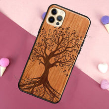 Load image into Gallery viewer, Vintage Tree Flower Bamboo Wood Case For iPhone Pro Max 12 13 min SE For iPhone 13 Shockproof Wooden Texture Protective Cover Unique &amp; Classy Wooden Case
