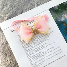 Load image into Gallery viewer, Luxury Modern Pearl Handmade Baby Girls Bowknot Crown Headband Lace Elastic Hair Band Bow For Girls Baby
