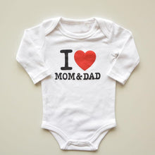Load image into Gallery viewer, Baby Boys Girls Romper Cotton Long Sleeve Letter Print I Love Mom &amp; Dad Jumpsuit In Modern Design
