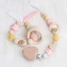 Load image into Gallery viewer, Modern Wood Pacifier Clip Chain Holder Nipples Pacifier Clips Pacifier Teether Teething Toy Cartoo Wooden Bracket For Pacifier For Kids
