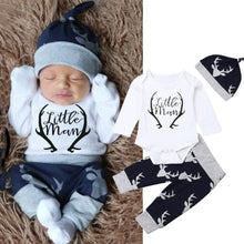 Load image into Gallery viewer, Newborn Baby Boy Clothes Costume Little Man Romper+Deer Leggings+Hat Warm Outfit Baby Boy Infant Clothes In elegant Modern Design
