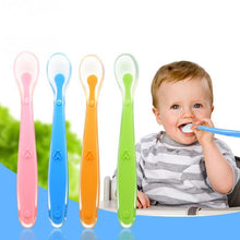Load image into Gallery viewer, Silicone Baby Soft Soup Spoon Healthy Infant Sucker Candy Color Kitchen Cooking Spoon Rice Spoon Children Dishes Tableware for Kids
