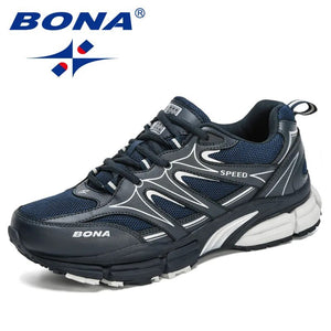 BONA New Designers Action Leather Mesh Running Shoes  Men Large Size Sneakers Sport Shoes Man Walking Jogging Footwear