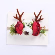 Load image into Gallery viewer, Luxury Christmas Antler Baby Girl Headbands Hair Accessories Xmas Deer Ear Flower Crown Hairband for Newborn Baby
