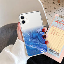 Load image into Gallery viewer, Luxury Marble Transparent Phone Case For iPhone 11 12 Pro XS Max X XR 7 8 Plus Soft Silicone Shockproof Cover  Green Marble Design Gold Sparkly Glitter Protective Stylish Slim Thin Cute Case for Phone
