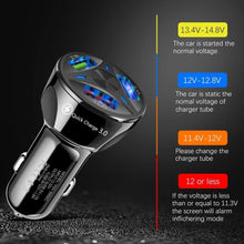 Load image into Gallery viewer, Universal Black Car USB Charger Quick Charge 3.0 4.0 18W Fast Charging In Car 3 Port Mobile Phone Gadgets
