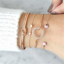 Load image into Gallery viewer, Fashion Bohemia Leaf Round Knot Cuff Bangle Gold Chain Charm Bracelet  for Women Simple Geometric Bracelets Luxury Jewelry
