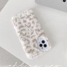 Load image into Gallery viewer, Fashion Fluffy Plush Leopard Camera Protection Phone Case For iphone 13 11 12 Pro MAX X XS XR Winter Warm Girl  Soft and Comfortable Case Unique Design Soft Cover
