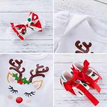 Load image into Gallery viewer, 3PCS Clothes Set Romper Dress Cottons Cartoon Deer Excellent Look  Bowknot Shoes  Outfit
