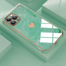 Load image into Gallery viewer, Luxury Shockproof Soft Case For iPhone 13 12 11 Pro Max XS XR X R 8 7 Plus iPhone12 12Pro iPhone11 Marble Texture Covers  Luxury Love Phone Case Cute Side Small Heart Pattern Soft Shockproof Full Lens Case for iPhone
