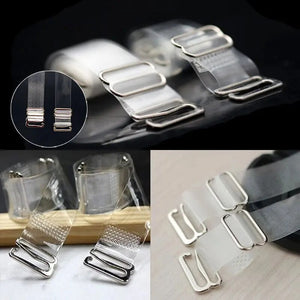 1Pairs=2Pcs Metal Buckle Bra Straps Belt Women's Elastic Transparent Silicone Bra Straps Adjustable Intimates Accessories