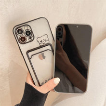 Load image into Gallery viewer, Ultra-light Transparent Photo Card Pocket Wallet Case For iPhone 13 11 12 14 Pro Max XS XR X 8 7 6S Plus Plating Cute Bear Rabbit Soft Phone Cover Cute Case with Card Holder Soft Cover
