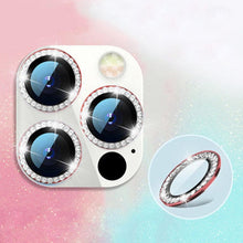Load image into Gallery viewer, 2023 New Diamond Bling Metal Ring Glass Protective Cap For iPhone 14 13 12 11 Pro Max Mini Camera Lens Circle Protector Paste Tempered Glass Camera Cover Camera Lens Protector
