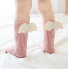 Load image into Gallery viewer, Luxury Modern Socks Baby Girls Knee High Socks With Angel wing  Summer Autumn Cotton Socks Solid Candy Color Toddler For Kids
