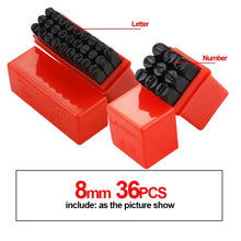 Load image into Gallery viewer, Letter &amp; Number Stamp Punch Set - Hardened Steel for Metal, Wood, Leather (A-Z, 0-9)
