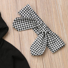 Load image into Gallery viewer, 1-6Y Winter Toddler Baby Girls Clothes Sets, Hooded Pullover Black Tops and Ruffles Plaid Pants Headband In Modern New Style
