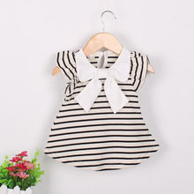 Load image into Gallery viewer, Children's Wear Dress Girls  Dresses For Party and Wedding with 100% Cotton Striped Lapel Fly Sleeves
