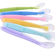 Load image into Gallery viewer, Silicone Baby Soft Soup Spoon Healthy Infant Sucker Candy Color Kitchen Cooking Spoon Rice Spoon Children Dishes Tableware for Kids
