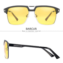 Load image into Gallery viewer, BARCUR Polarized Men’s Sunglasses – Fashionable Square Stainless Steel Frame UV400 Protection Anti-Reflective Outdoor Sports &amp; Driving Eyewear – Original Design Casual Style with Premium Polycarbonate Lenses
