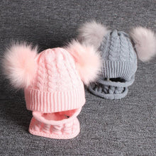 Load image into Gallery viewer, Cute Baby Hat &amp; Scarf Set Pompom Infant Baby Girl Winter Hat For Kids Warm Knitted for Girls
