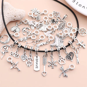 30Pcs/Set Mixed Silver Plated Brave Dream Charm Dangles for Women's Pendant Necklace Bracelet DIY Jewelry Making Supplies Gift