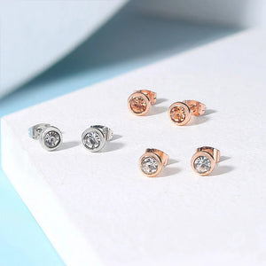 Classic Modern Cubic Zirconia Stud Earrings For Women Simple Rose Gold Color Women's Earing Accessories Fashion Jewelry E270