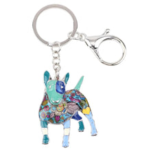 Load image into Gallery viewer, Bonsny Enamel Bull Terrier Key Chain For Women Handbag Pendant Keychain Key Ring Car Accessories 2017 New Charm Jewelry Gifts
