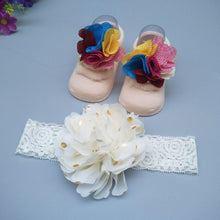Load image into Gallery viewer, Baby Newborn Solid Color Lace Baby Bowknot Socks &amp; Princess Cute Baby Socks Hair Band Set FOr Girls Baby In Modern Design
