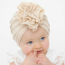 Load image into Gallery viewer, Handmade Pleated Flower Babies' Knitted Cotton Cloth Turban For Baby Girls In Elegant Style
