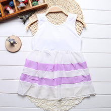 Load image into Gallery viewer, Luxury Summer Fashion Purple Stripe Round Neck Sleeveless Chiffon Dresses for baby Girls With Big Bow
